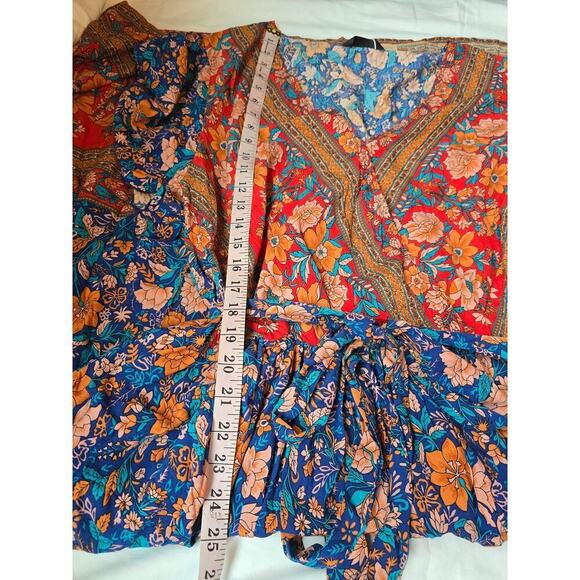NWT Bloomchic Plus Sz 22-24 Bandana V-neck Pocket Belted Flutter Hem Maxi Boho - Picture 10 of 13
